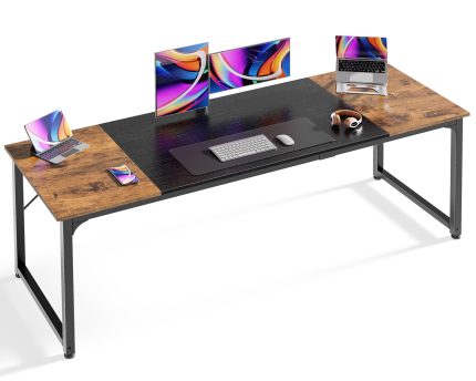 Computer Desk, 63 Inch Office Desk, Gaming Desk with Storage, Writing Desk Work Desk for Home Office, Study, Modern Simple Desk, Large Legroom, Metal Frame, Rustic Brown and Black